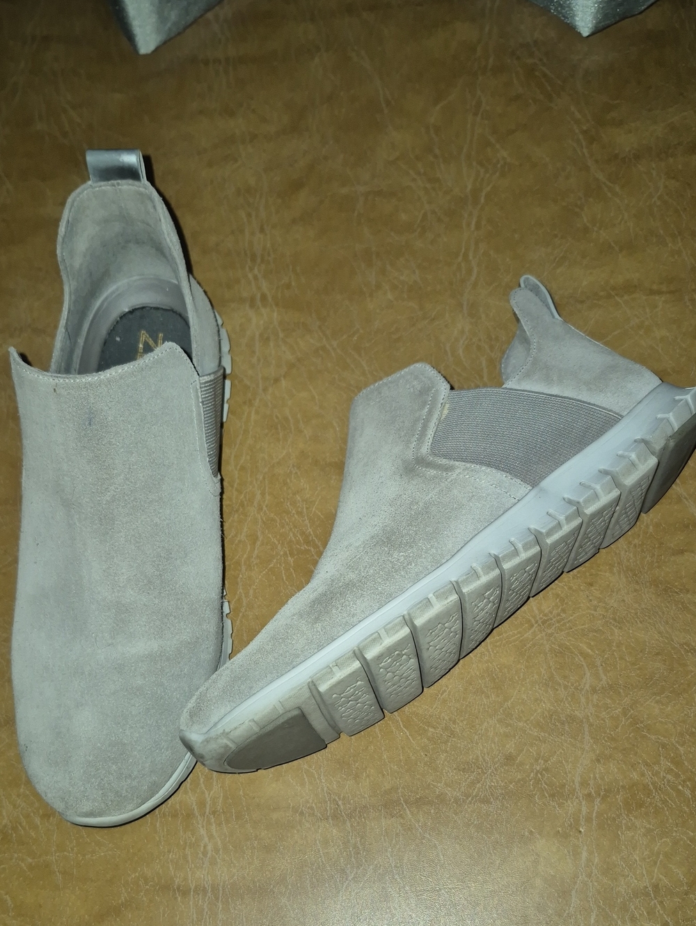 Women's COLE HAAN ZERO GRAND Slip-On Suede Sneakers in Light Gray Size 7b